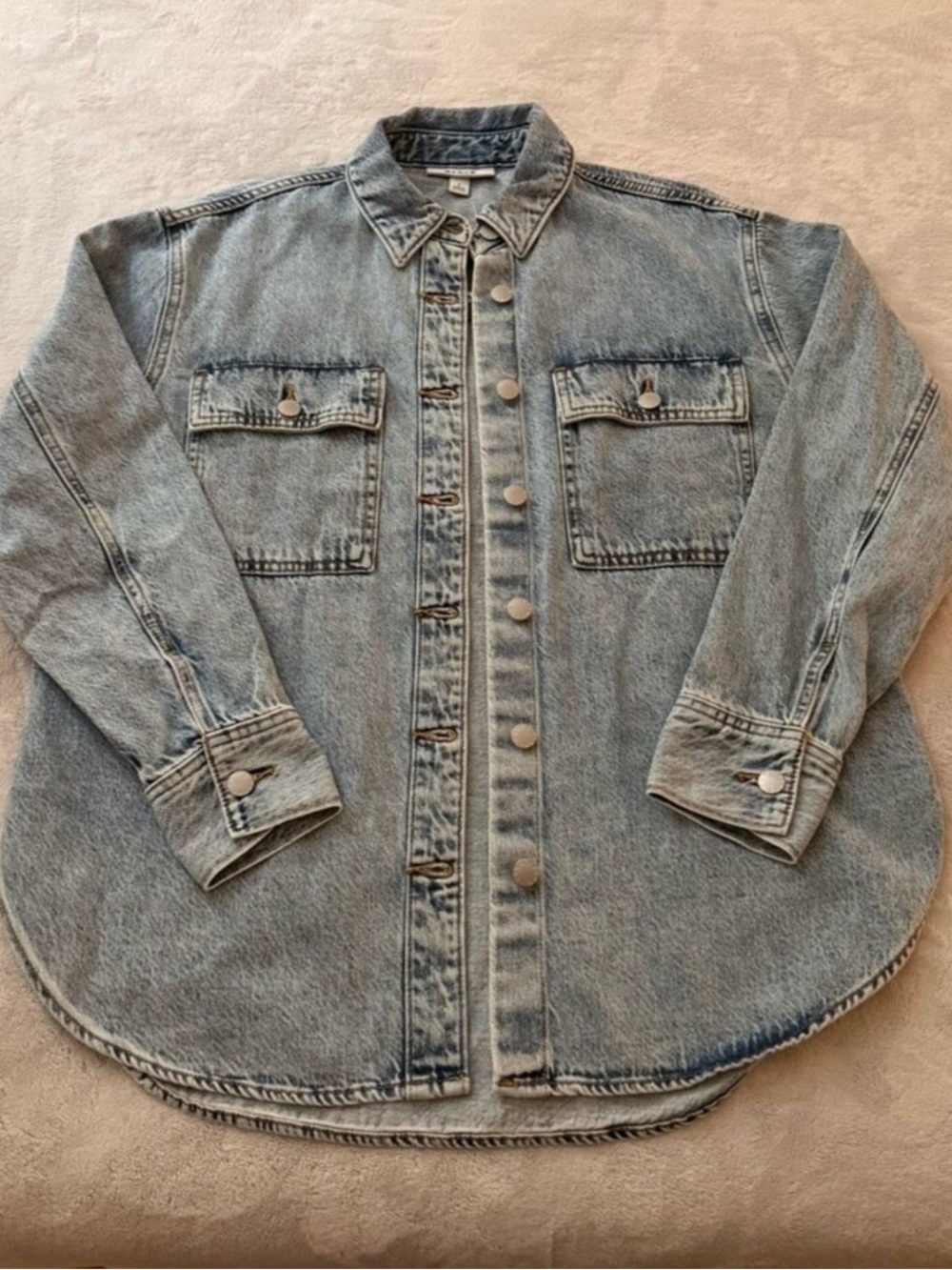 Parke X Target Light Wash Long Sleeve Jacket Denim Shacket Shirt Small - Picture 6 of 11